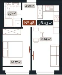 ЖК Skogur City — 36.4 м²