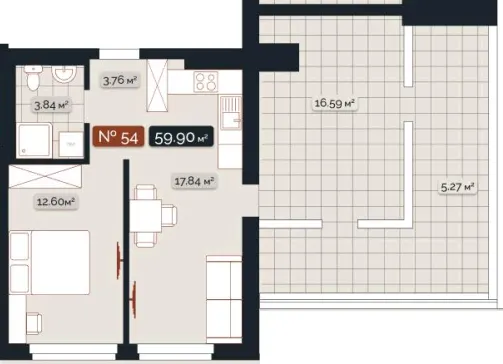 ЖК Skogur City — 59.9 м²