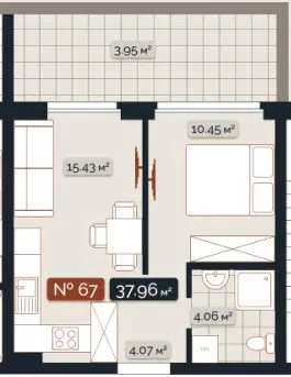ЖК Skogur City — 38 м²