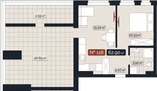 ЖК Skogur City — 62.9 м²