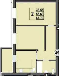 ЖК Волошкові озера — 61.7 м²
