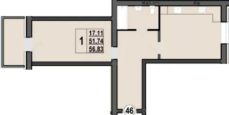ЖК Волошкові озера — 56.8 м²