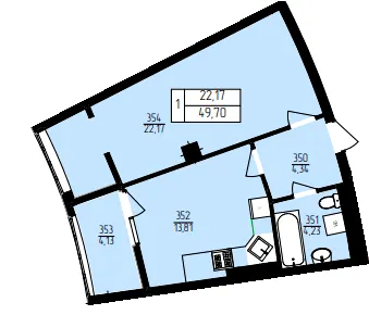 ЖК Північна фортеця — 49.7 м²