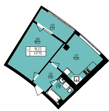 ЖК Північна фортеця — 49.7 м²
