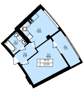 ЖК Північна фортеця — 50 м²