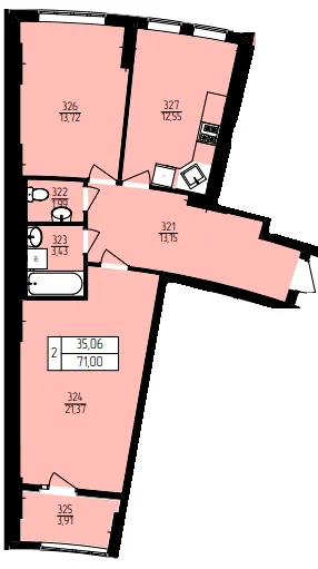ЖК Північна фортеця — 71 м²