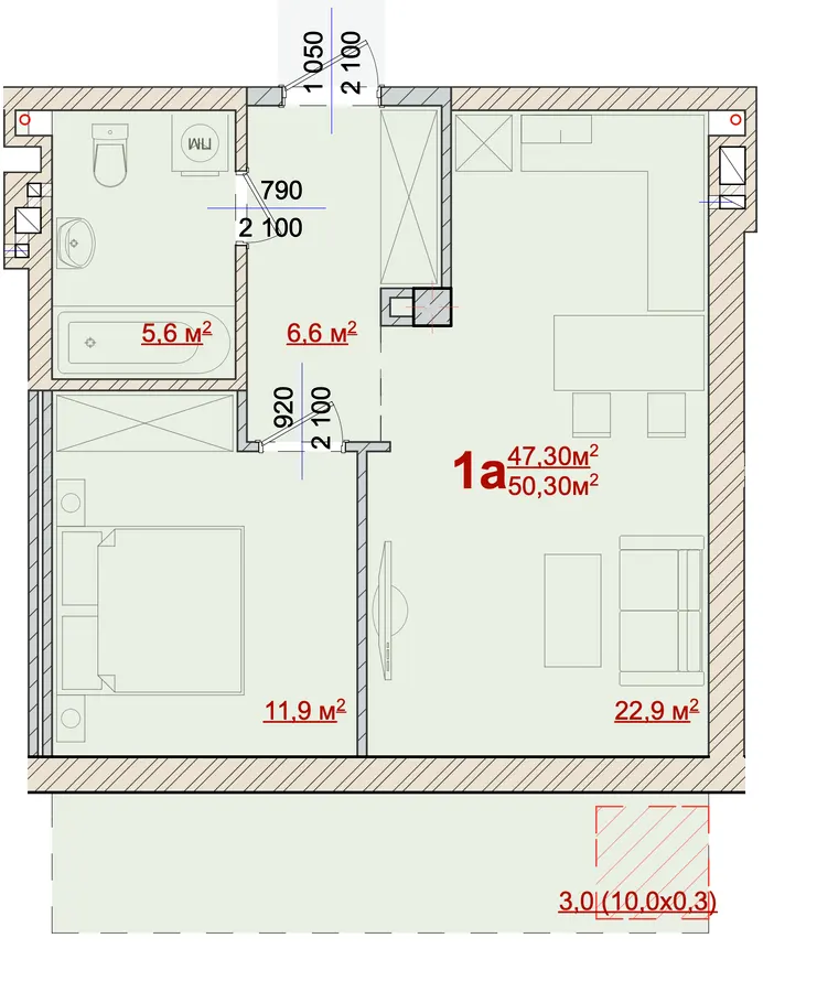 ЖК Center Kolomea — 50.3 м²