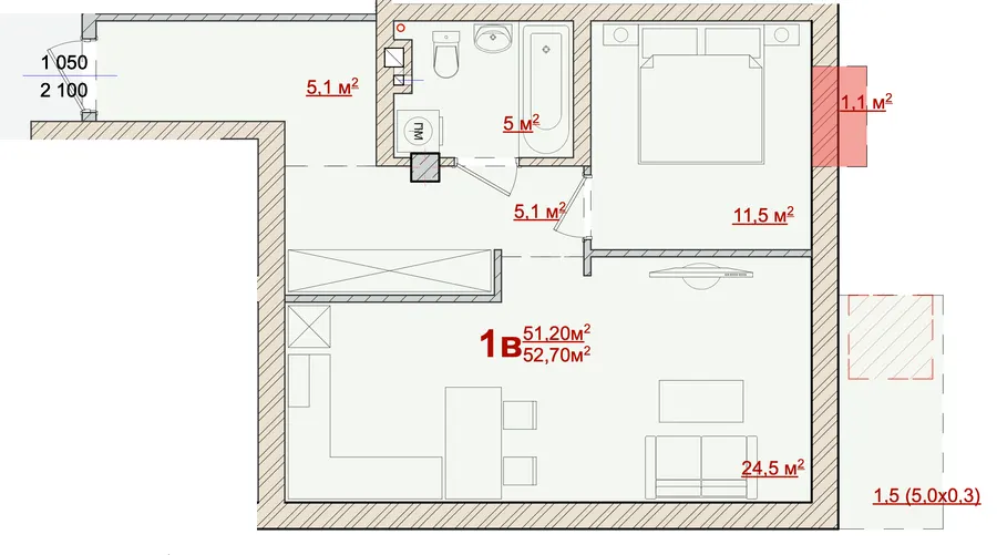 ЖК Center Kolomea — 52.7 м²