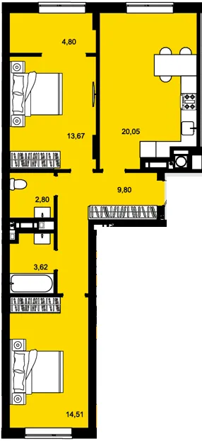 ЖК CONTINENT MODERN — 69.3 м²