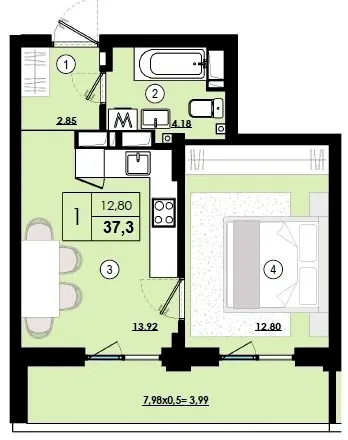 ЖК Паркове місто — 37.3 м²