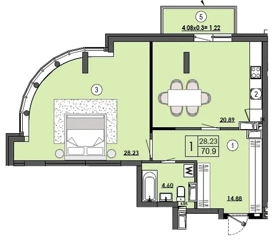 ЖК Паркове місто — 70.9 м²