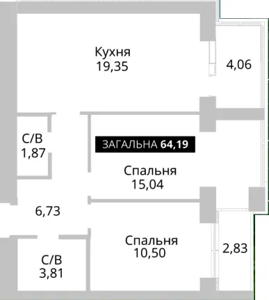 ЖК Soborniy — 64.2 м²