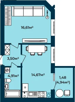 ЖК Європейські Липки — 41.2 м²