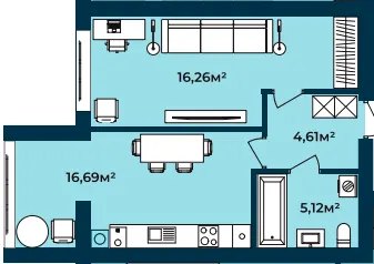 ЖК Європейські Липки — 42.7 м²