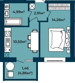 1-кімнатна квартира, 34 м², вул. Соборна 140А, Софіївська Борщагівка — фото 1