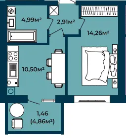 1-кімнатна квартира, 34 м², вул. Соборна 140А, Софіївська Борщагівка