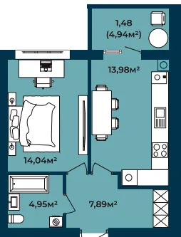 1-комнатная квартира, 42 м², вул. Соборна 140А, Софиевская Борщаговка — фото 1