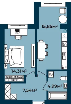 ЖК Європейські Липки — 42.7 м²