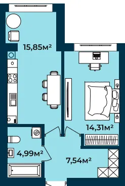 ЖК Європейські Липки — 42.7 м²