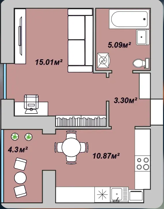 ЖК Двори Ярослава — 38.6 м²