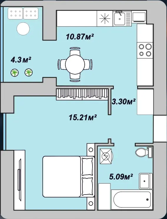 ЖК Двори Ярослава — 38.8 м²