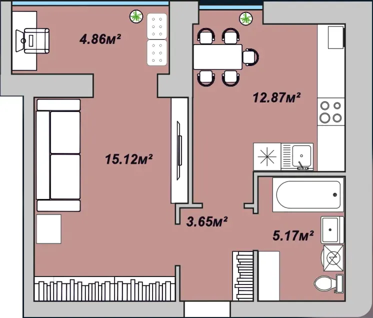 ЖК Двори Ярослава — 41.7 м²