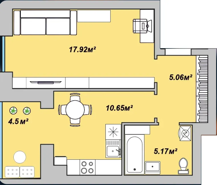 ЖК Двори Ярослава — 43.3 м²
