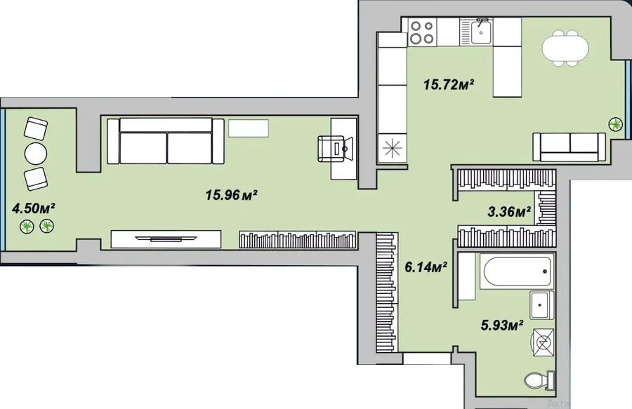 ЖК Двори Ярослава — 51.6 м²