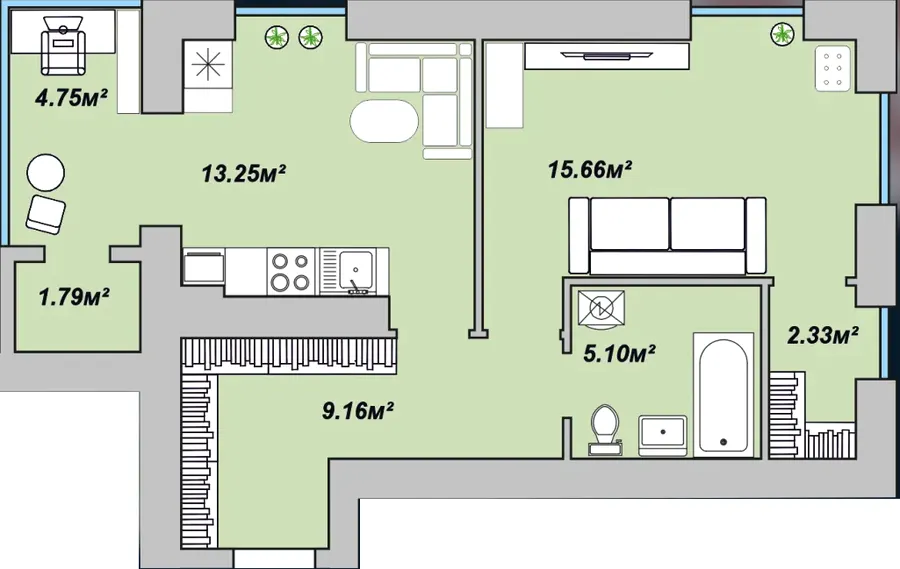 ЖК Двори Ярослава — 52 м²