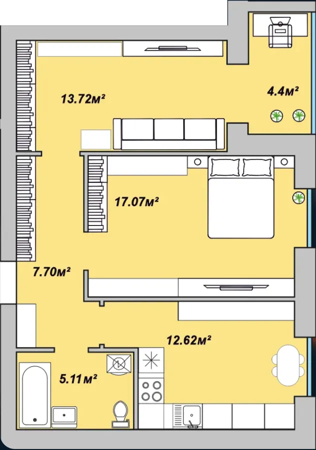 ЖК Двори Ярослава — 60.6 м²