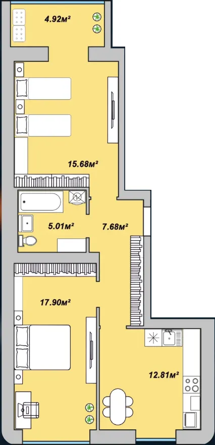 ЖК Двори Ярослава — 64 м²