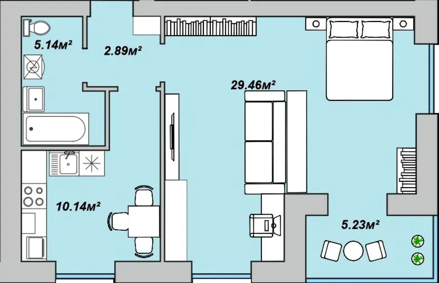 ЖК Двори Ярослава — 54.7 м²