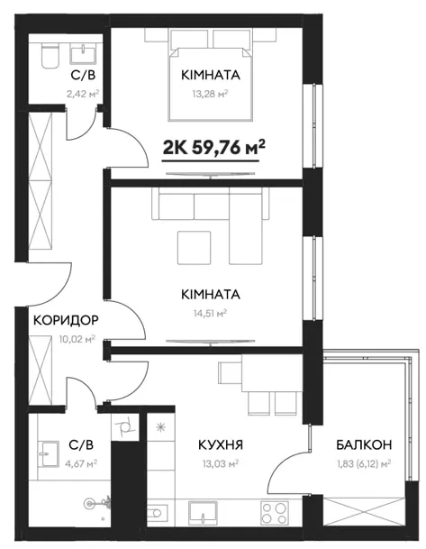 вул. Скоропадського, 10а — 59.8 м²
