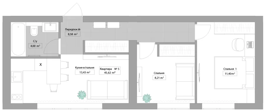 Апарт-комплекс PRO MISTO — 45.6 м²