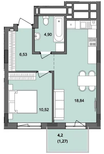 ЖК Садова Алея — 42.1 м²