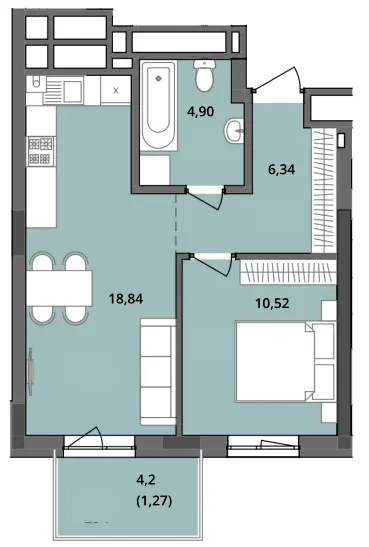 ЖК Садова Алея — 41.9 м²