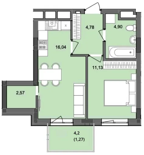 ЖК Садова Алея — 40.7 м²
