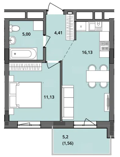 ЖК Садова Алея — 38.2 м²