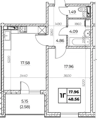 ЖК Київський — 48.6 м²