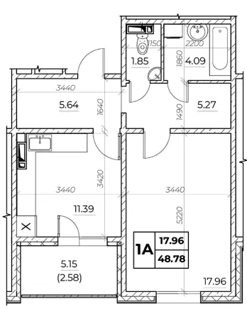 ЖК Київський — 48.8 м²