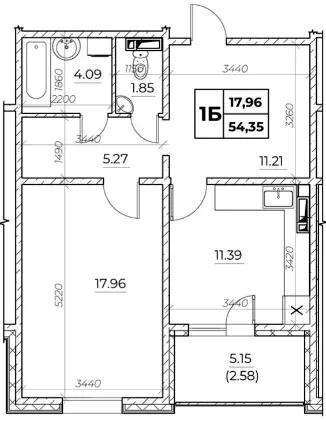 ЖК Київський — 54.4 м²