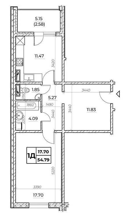 ЖК Київський — 54.8 м²