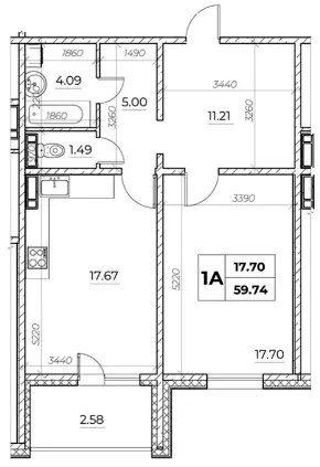 ЖК Київський — 59.7 м²