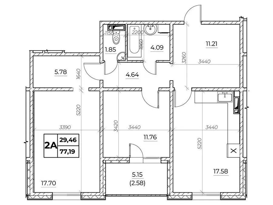 ЖК Київський — 77.2 м²