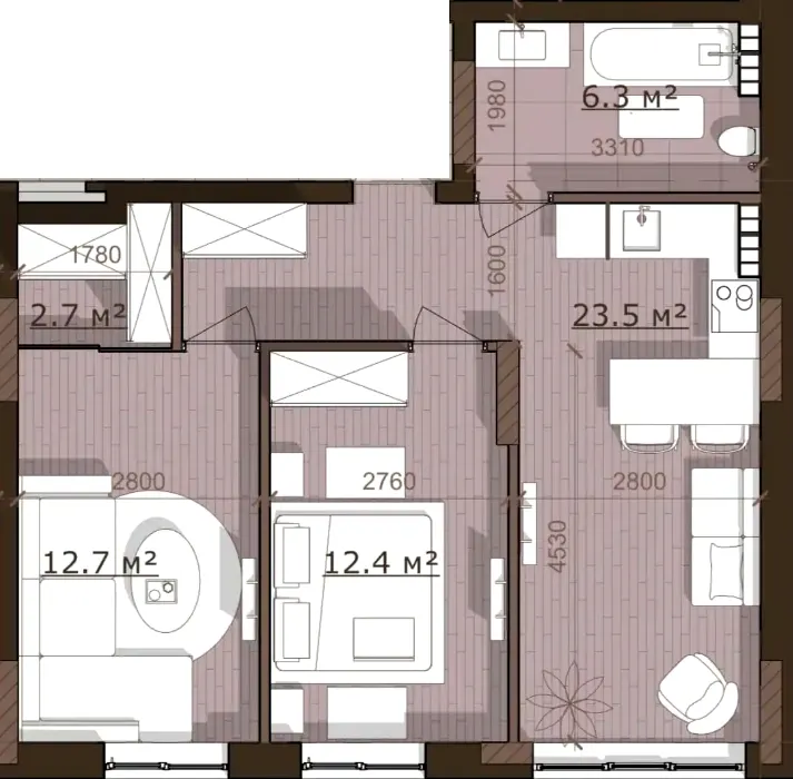 ЖК KLEN — 56.8 м²