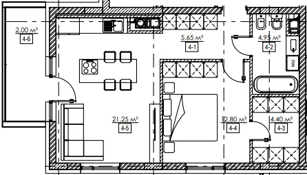 ЖК Residence Twenty-Two — 51.1 м²