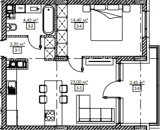 ЖК Residence Twenty-Two — 48.7 м²