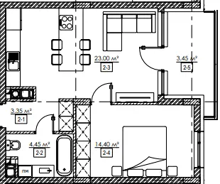 ЖК Residence Twenty-Two — 48.7 м²