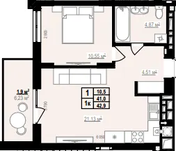 ЖК PRAUD Rise — 42.9 м²