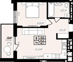 ЖК PRAUD Rise — 43.1 м²
